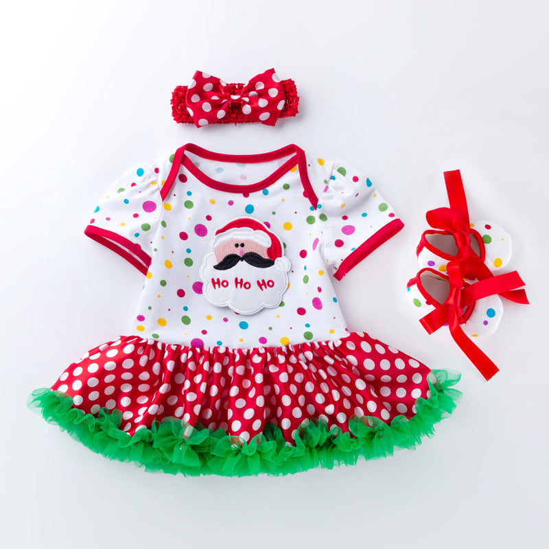Baby Christmas Short Sleeve Cartoon Dress