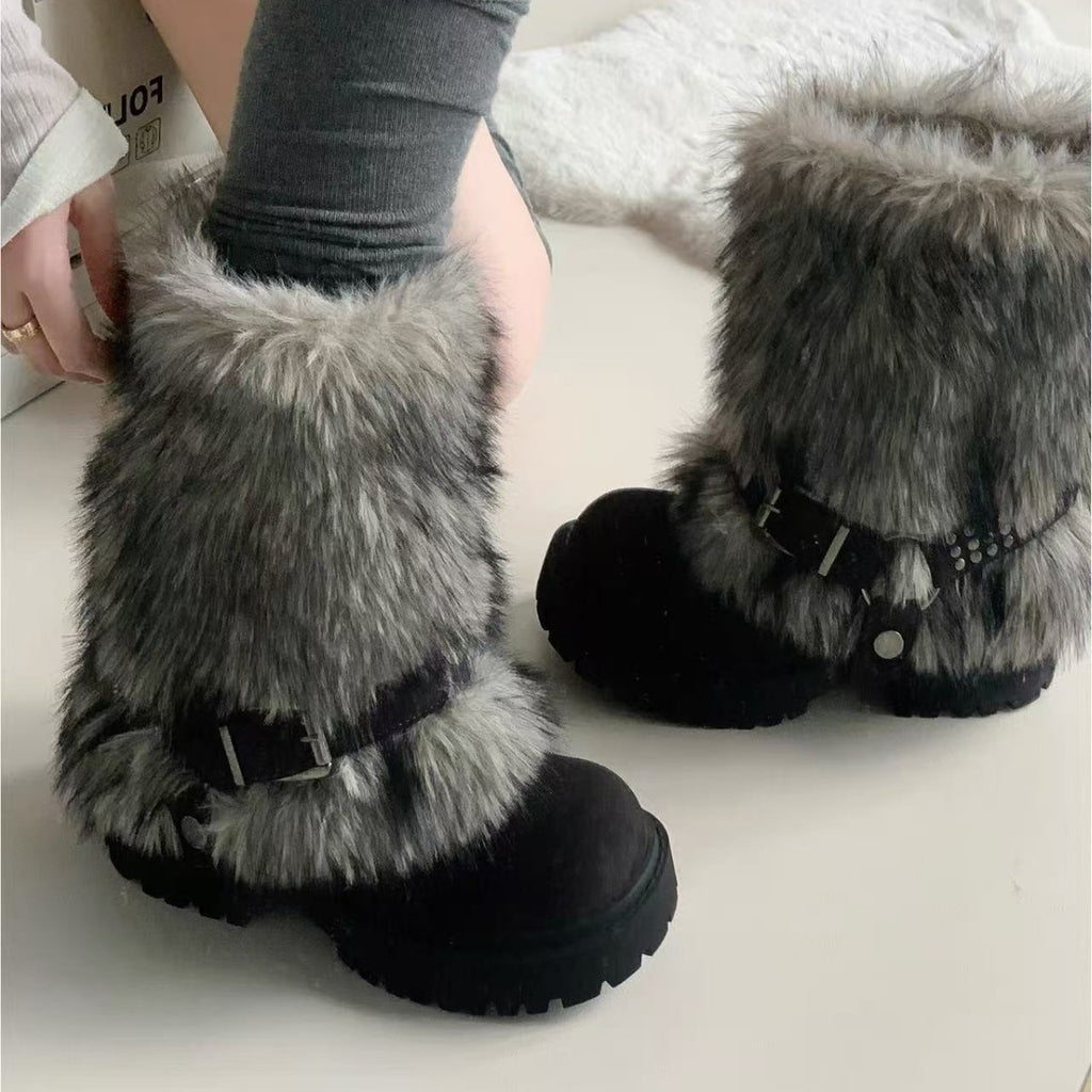 Winter Furry Anti-slip Snow Boots