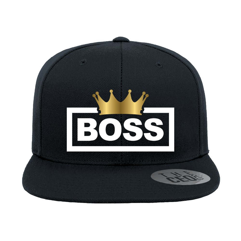 Boss Crown Embroidered Flat Bill Hat