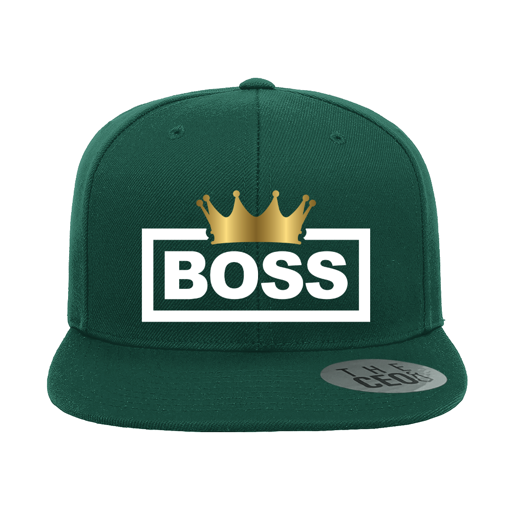 Boss Crown Embroidered Flat Bill Hat