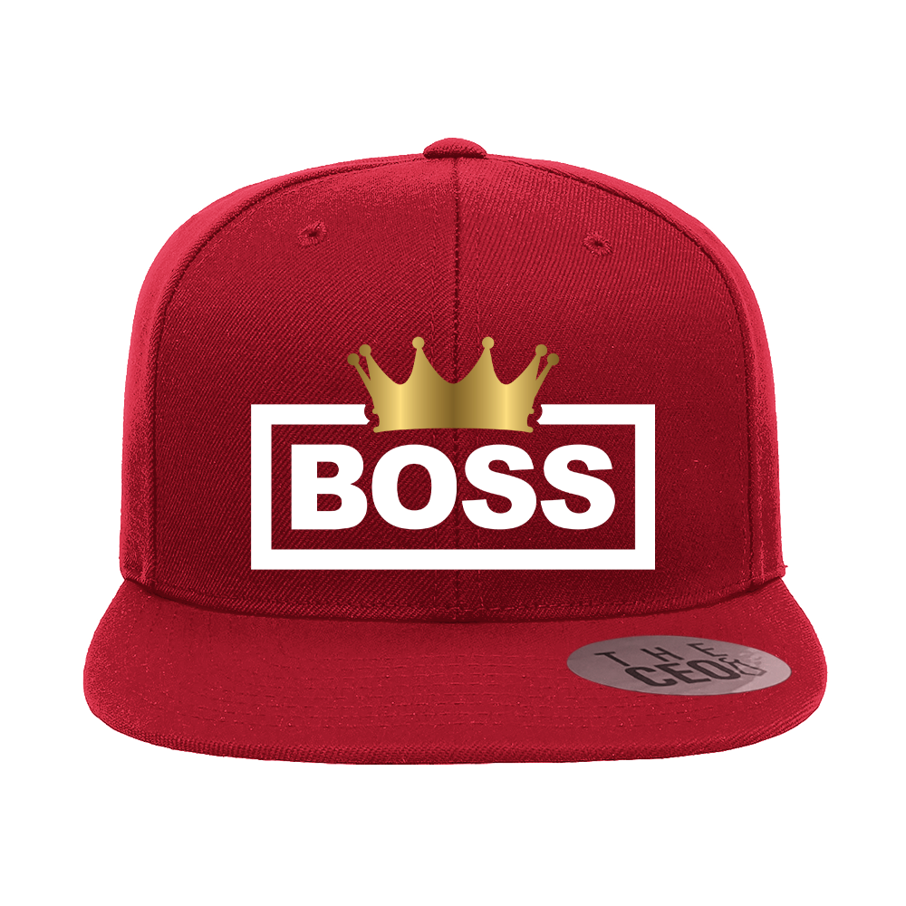 Boss Crown Embroidered Flat Bill Hat