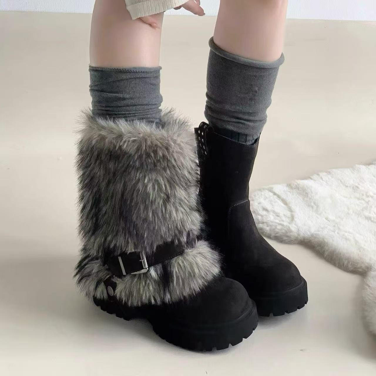 Winter Furry Anti-slip Snow Boots